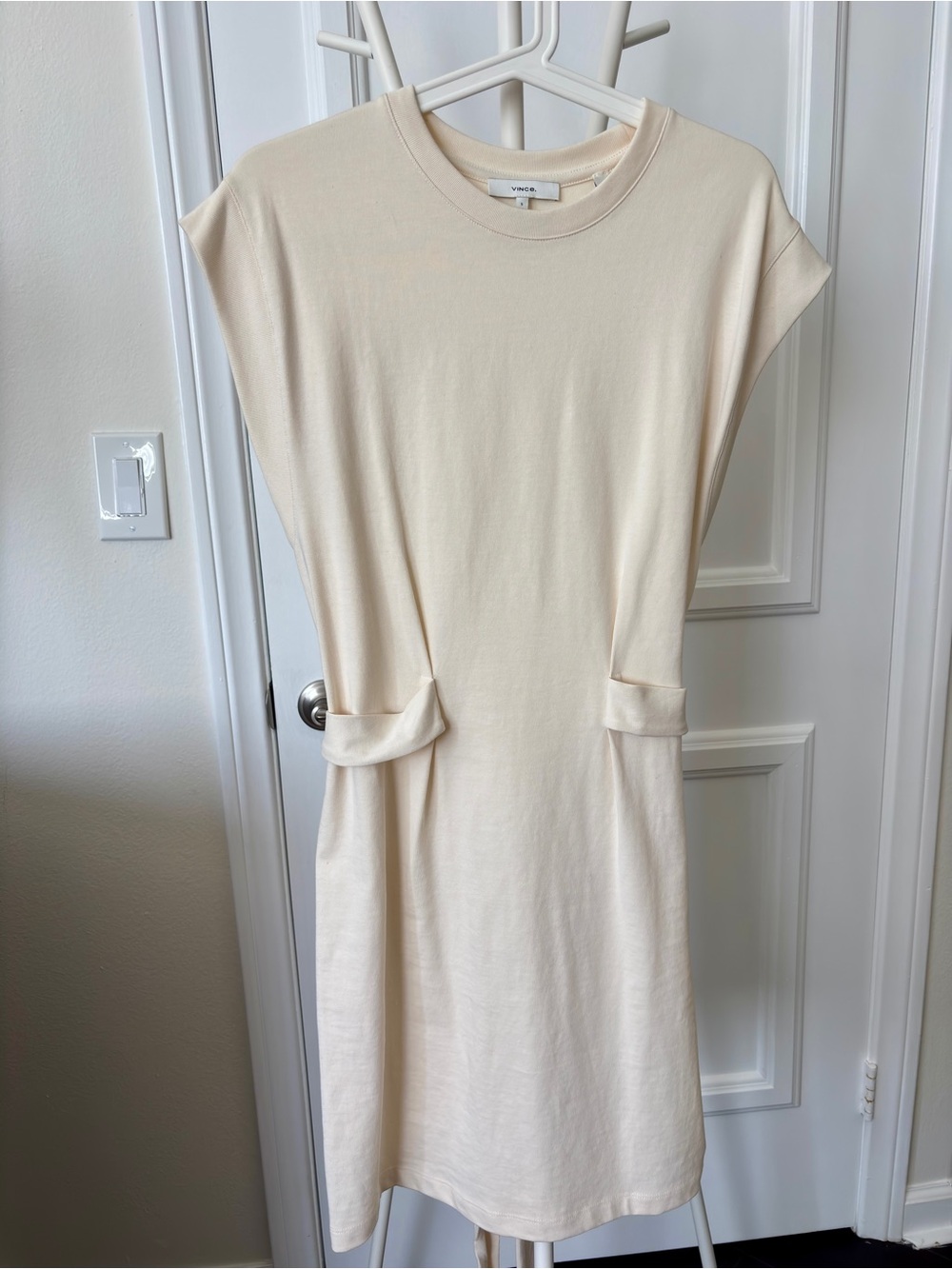 2for40 NWT Vince Short Sleeve Tie Waist Dress Small Cream White